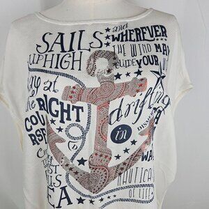 NEW Dismero Ecru Top 3XL Anchor Graphic Made In Italy Sleeveless Luxury $185msrp